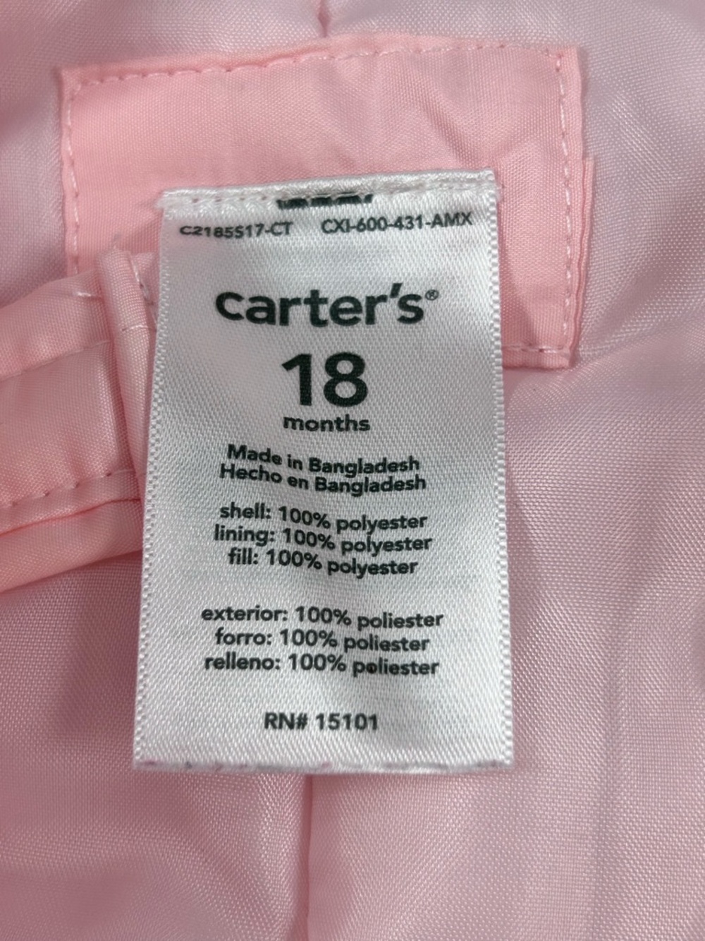 Carter’s Pink Snow Bib Pants 18 Months Baby Girl Winter Snowsuit Overalls - Picture 7 of 7